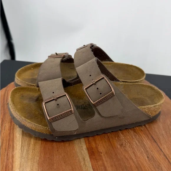 Arizona Birko-Flor Nubuk mocha slide sandals sz 37 US 6 narrow - Picture 3 of 5